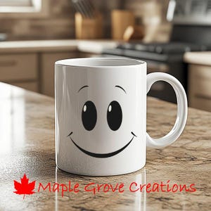 Smiley Coffee Mug - 11 oz coffee mug - Available in ceramic or plastic
