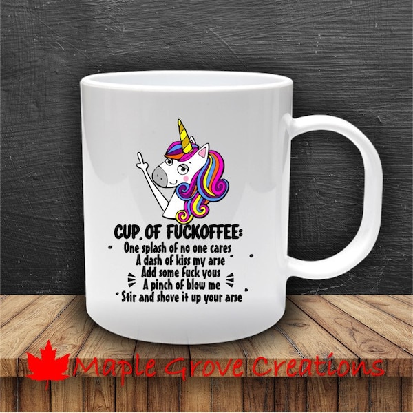 Cup Of Fuckoffee Unicorn Coffee Mug - 11 oz coffee mug - Available in ceramic or plastic