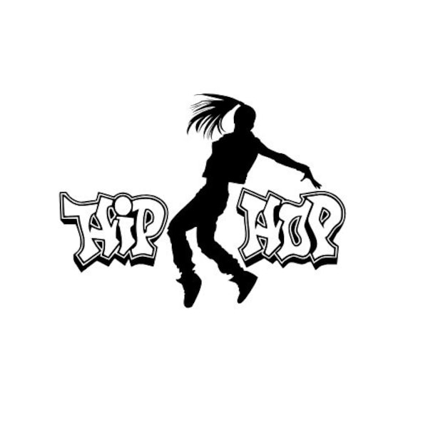 Hip Hop Graffiti Text and Dancer 2 Design SVG vector cutting file / clip art disponible para descarga instantánea.