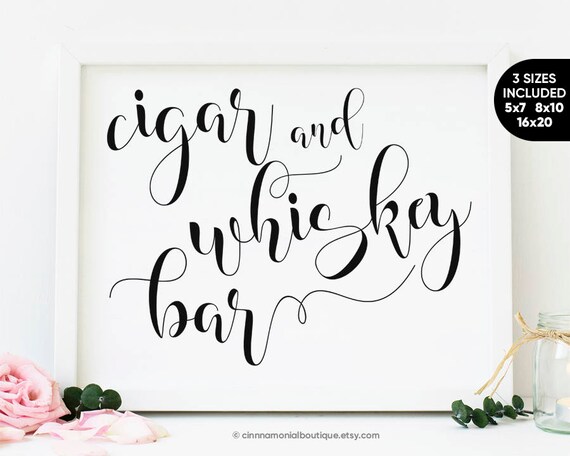 Cigar And Whiskey Bar Sign Whiskey Sign Printable Birthday Etsy