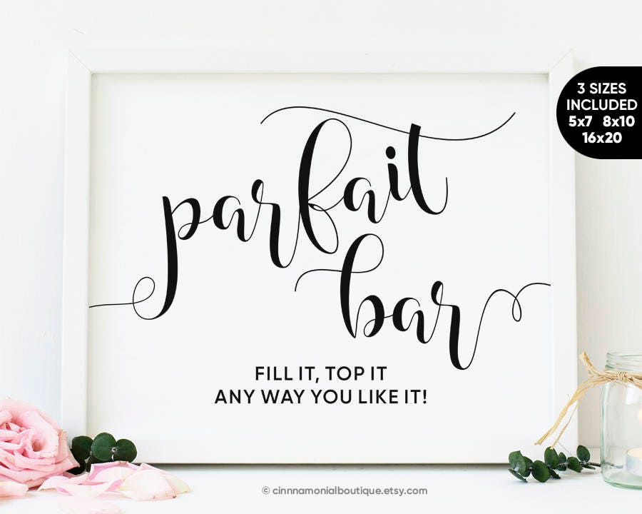 Parfait Bar Sign Printable Brunch Baby Shower Bridal Brunch | Etsy