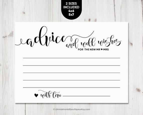 Advice And Well Wishes For The Mr And Mrs Marriage Advice Etsy