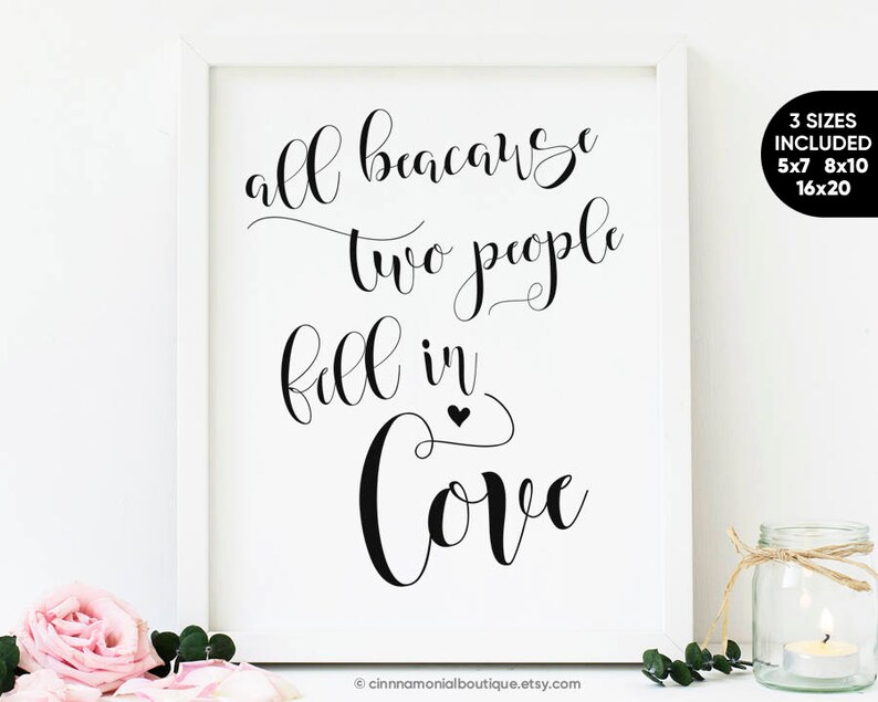 All Because Two People Fell In Love Sign Baby Shower Etsy All Because Two People Fell In Love Sign Baby Shower Etsy