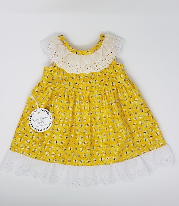 Cinda Baby Girls Cotton Party Dress in Hot Pink Yellow Ivory 6 9 12 18 24 Month