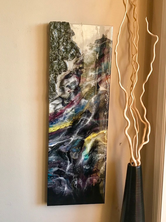 Abstract painting on canvas with unique texture and resin finish original art modern art unique art home decor wall decor