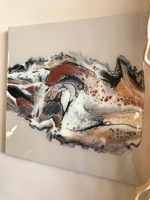 Original abstract painting with resin on canvas modern art acrylic painting fluid art unique abstract home decor