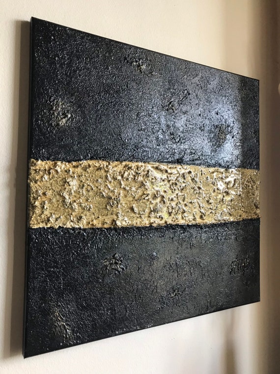 Original textured Abstract acrylic and resin painting on canvas modern art original art homedecor black and gold abstract painting unique ar