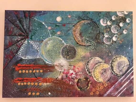 Large Abstract Acrylic painting 24x36 illusion original art artwork on Canvas abstract painting wall decor modern art