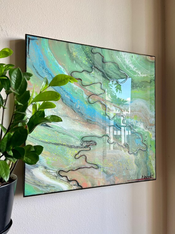 Original Large Acrylic Abstract Painting on Canvas with Epoxy Resin finish original art home decor