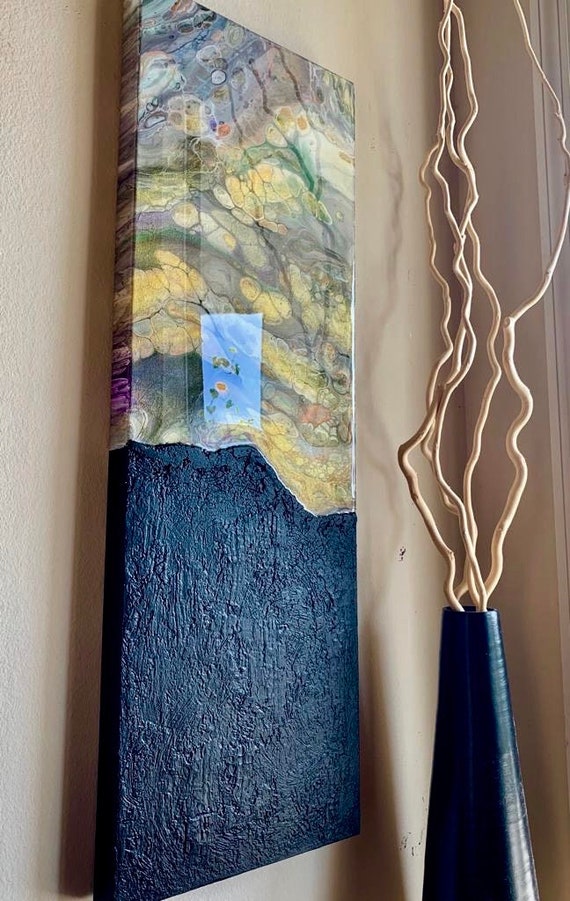Original abstract painting with unique texture and resin on canvas fluid art home decor abstract art unique art unique decor
