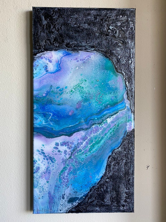 Original abstract painting on canvas with unique texture and Swarovski crystals home decor original art unique gift
