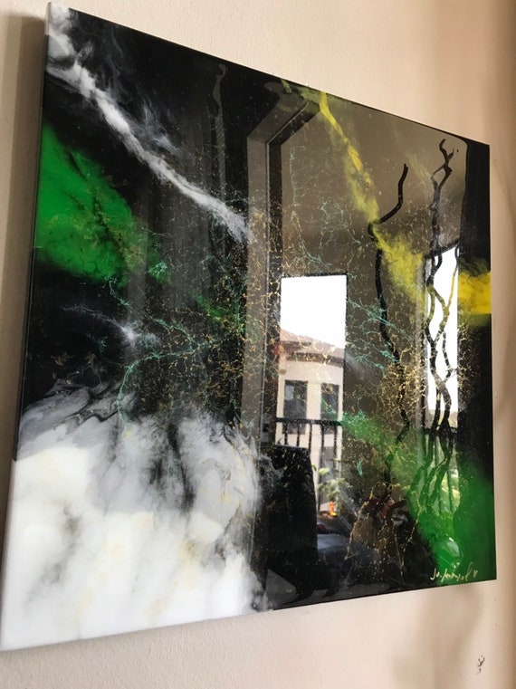 Original abstract painting with resin modern art resin art home decor wall decor