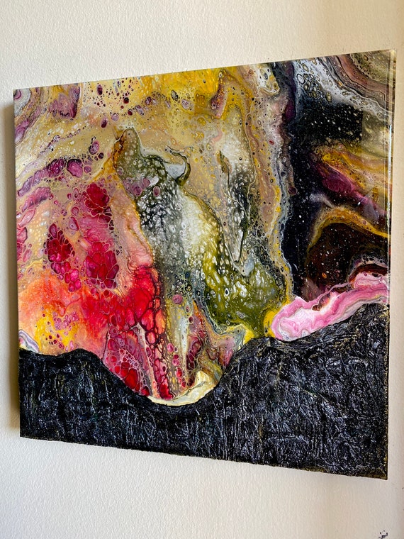 Original abstract painting on canvas with texture and epoxy resin modern art home decor