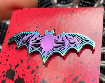 LITTLE RAINBOW BAT Pin - Goth Bat Enamel Lapel Horror Pin  - Lapel Pin - Bats, Dracula, Vampire, Blood Sucker, Cute