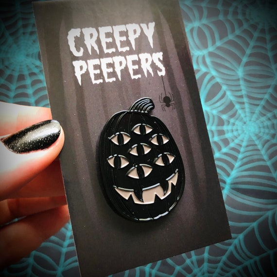 CREEPY PEEPERS Halloween Jack O' Lantern Enamel Lapel Horror Pin