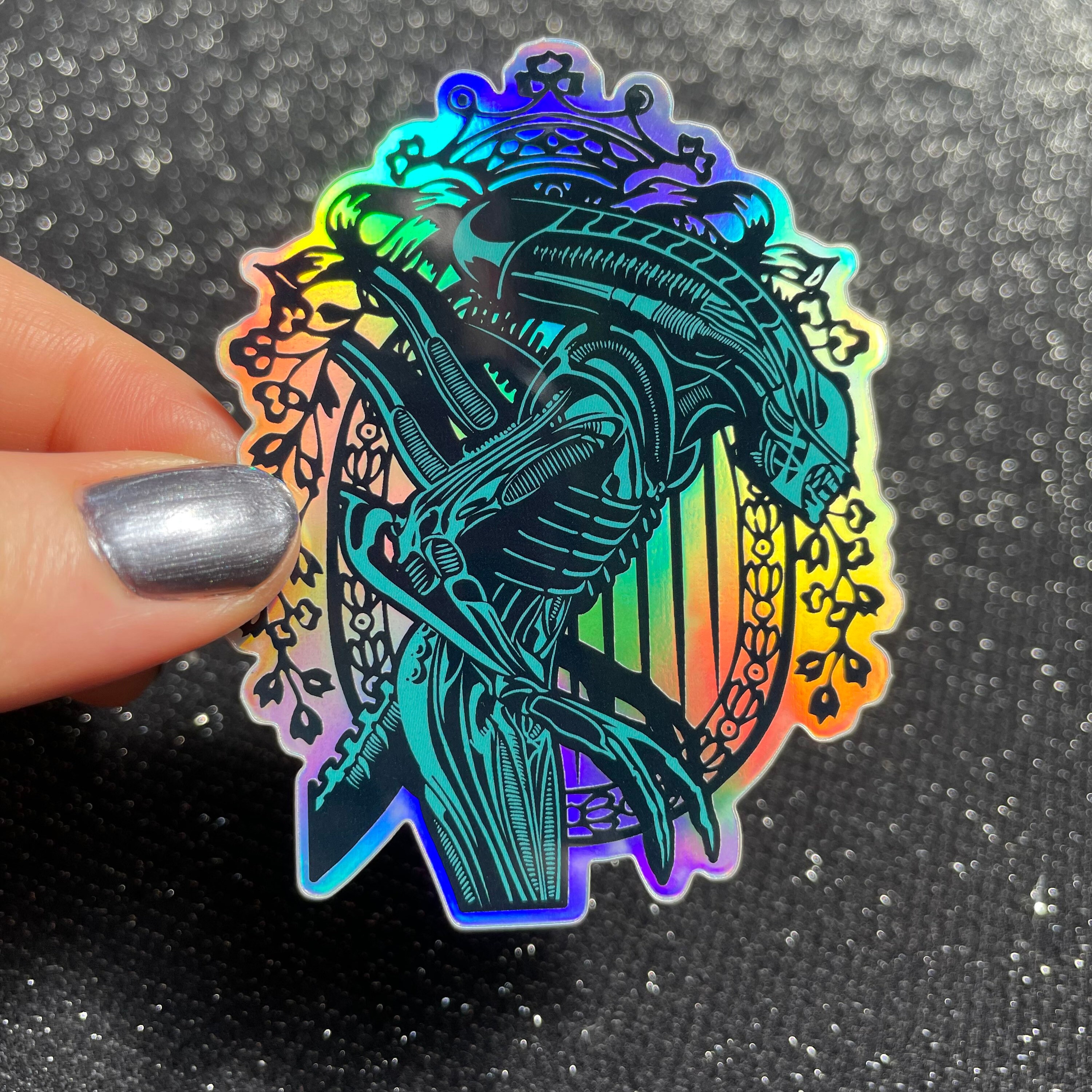 Holographic Xenomorph Alien Sticker - Aliens - Giger - Sci-fi Horror ...