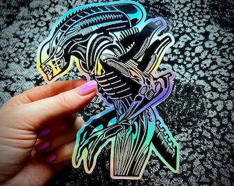 Holographic Xenomorph Alien Sticker - Aliens - Giger - Sci-fi Horror ...