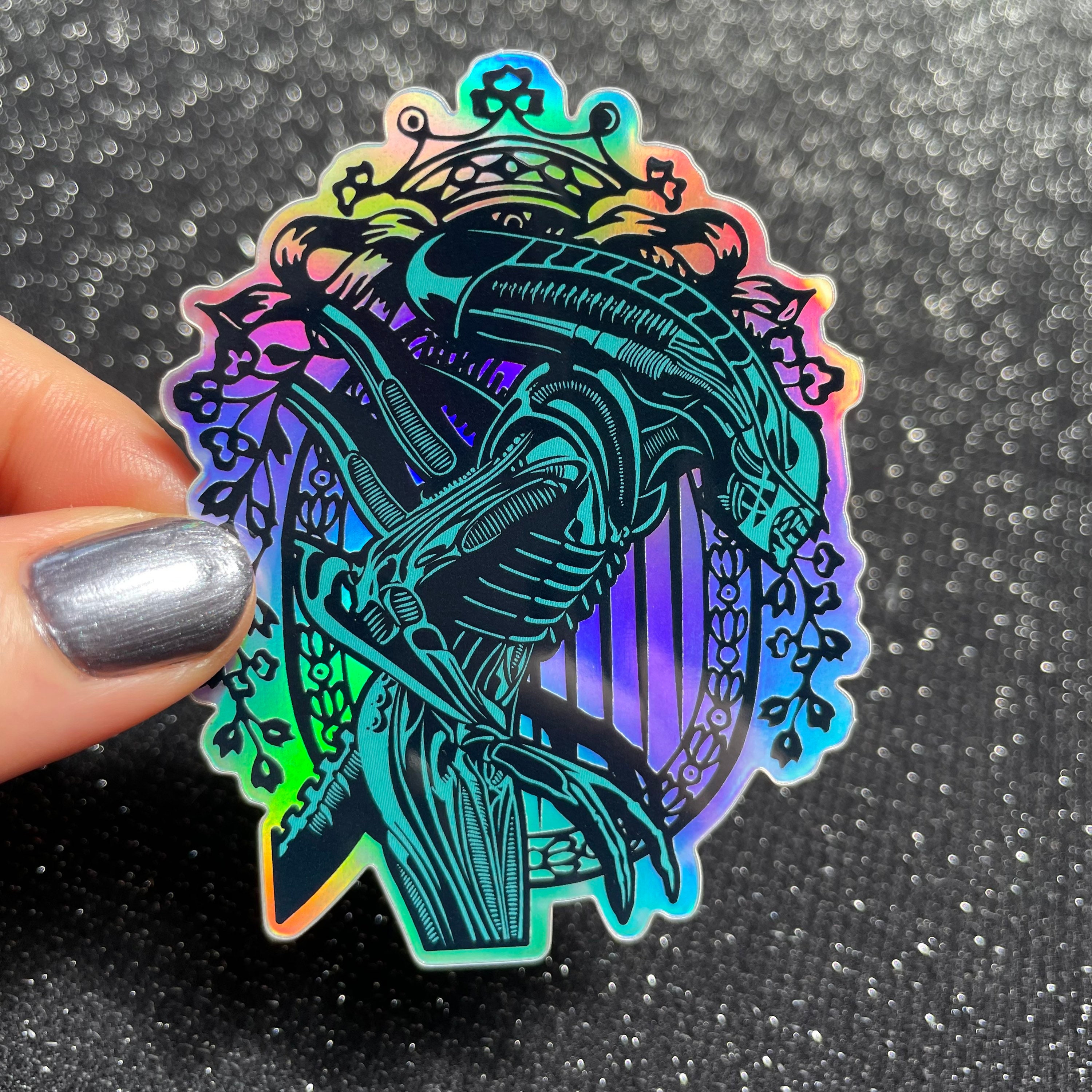 Holographic Xenomorph Alien Sticker - Aliens - Giger - Sci-fi Horror ...