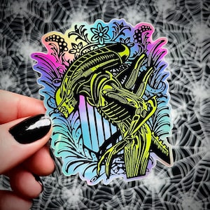 Holographic Xenomorph Alien Sticker - Aliens - Giger - Sci-fi Horror Film 1986