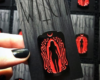 1.75” WITCH 'Blood Red' Enamel Horror Pin Game  - Lapel Pin - Vvitch - New England Folk Tale - Witchcraft - Black Philip