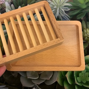 Bamboo soap dish  Two piece set to keep soap dry