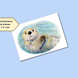 CARTE IMPRIMABLE - Carte Sea Otter - Téléchargement de carte numérique - Imprimer à la maison - Carte vierge -