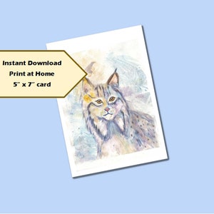 PRINTABLE CARD - Blank Card - Digital Card Download - Print at Home – Iberian Lynx Card