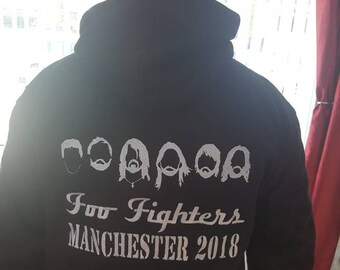 Foo Fighters silhouette Concrete & Gold Manchester London Worldwide 2018 Concert Embroidered Unisex Hoodie or Zoodie 60 different colours