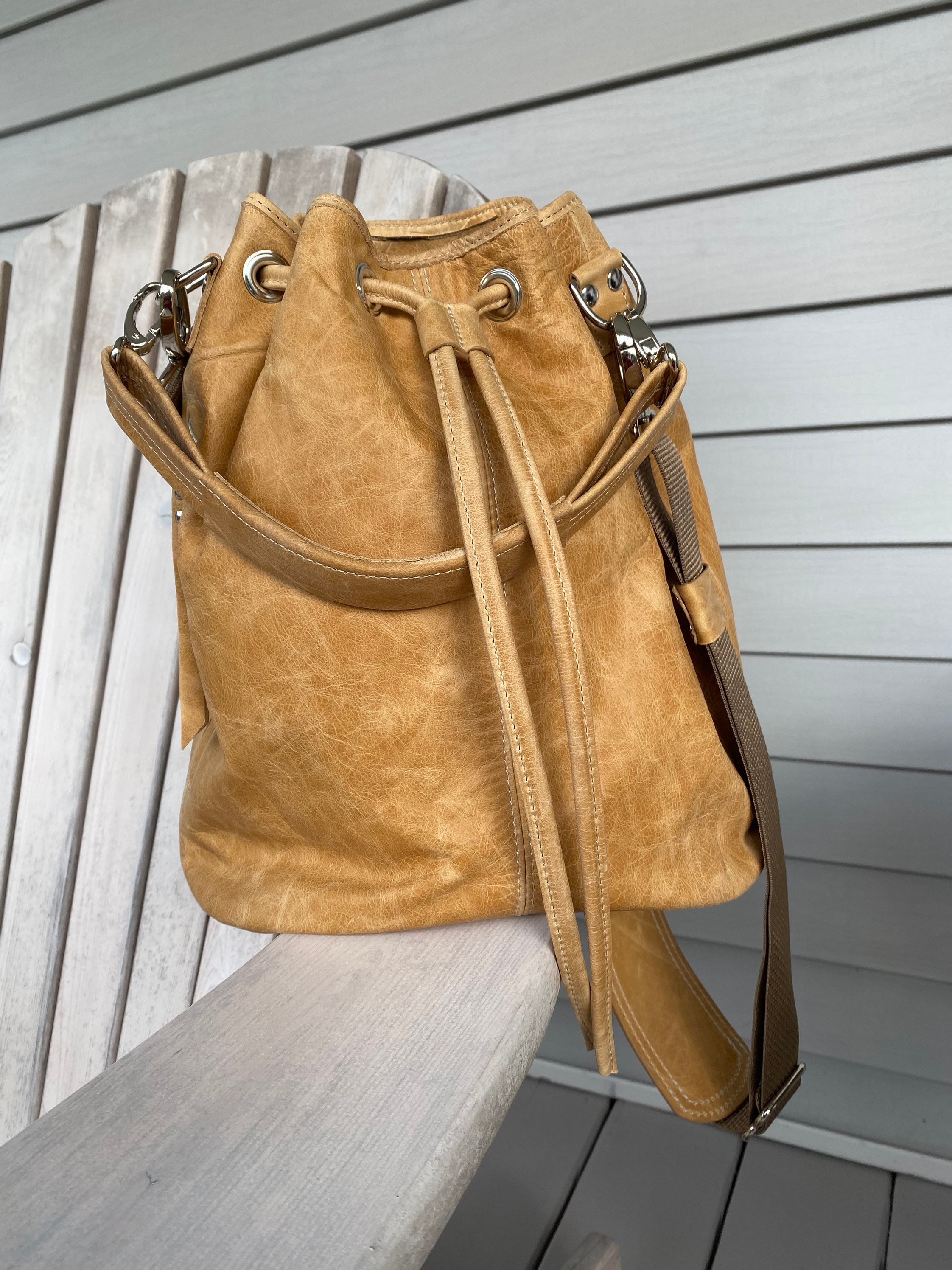 Italian Leather Bucket Bag | Etsy