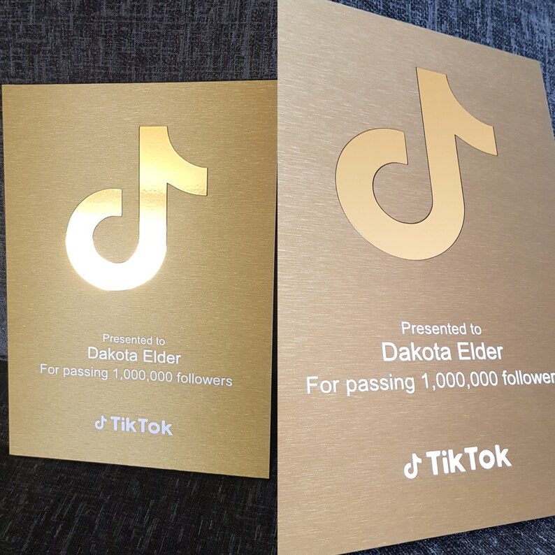 Custom Designed & Personalized TikTok Follower Milestone Award Etsy