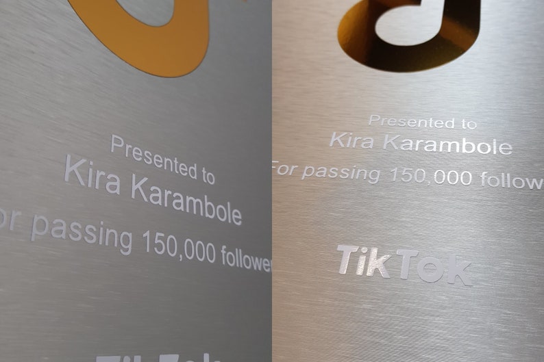 Personalized Custom TikTok Follower Milestone Award Plaque Trophy New
