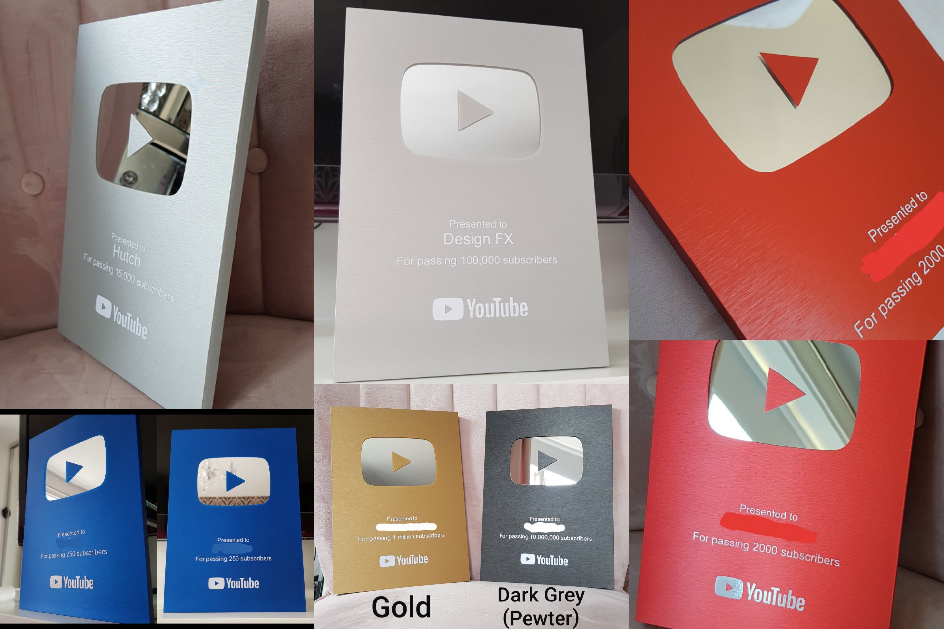 Youtube Play Button Personalized Gold Play Button Custom Youtube Award Plaque Home Garden Vdssignature Home Decor