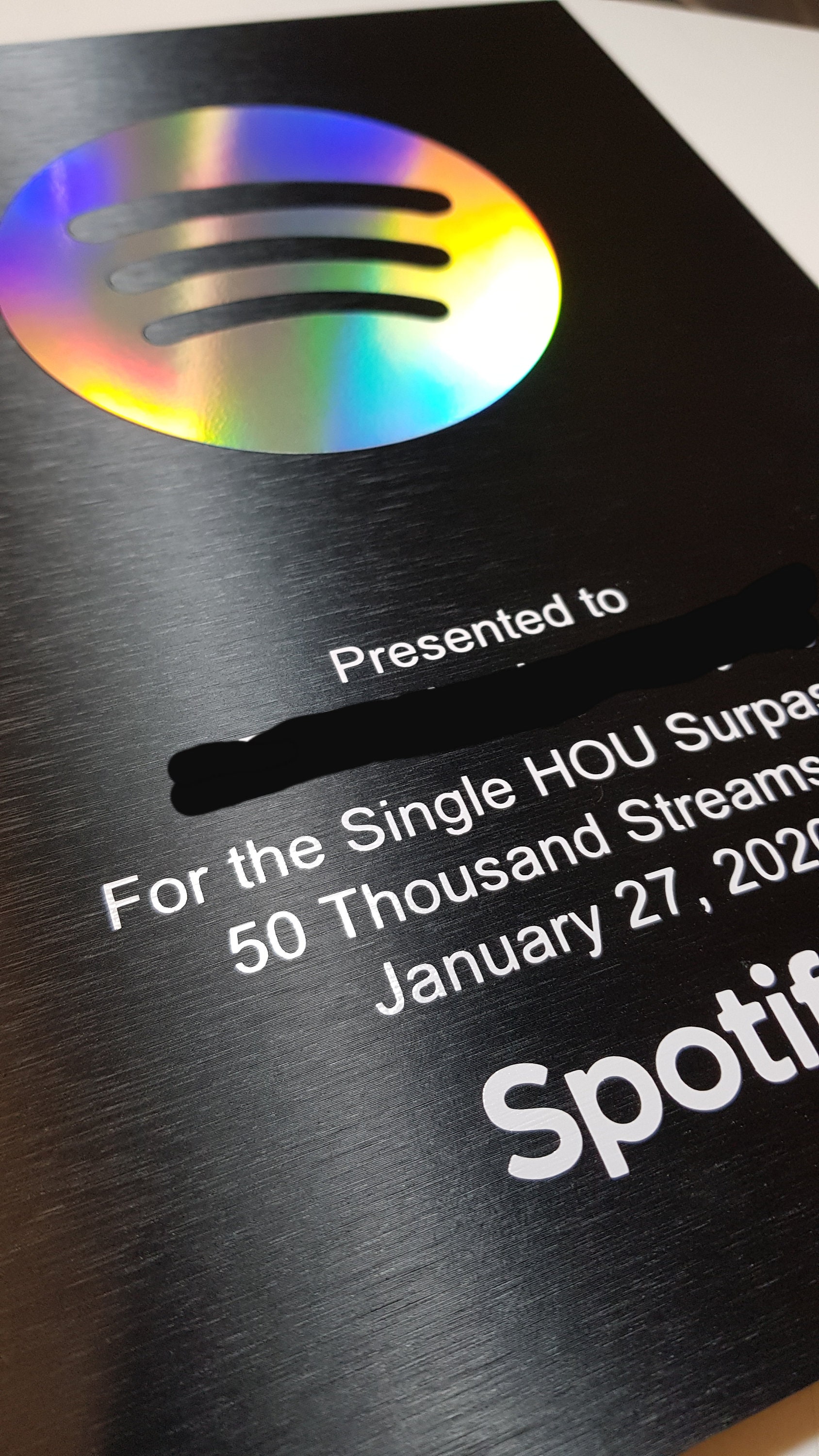 Custom Designed & Personalized Spotify Streams Milestone Award | Etsy