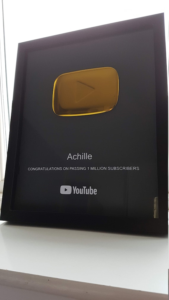Custom Designed & Personalized Replica First Edition YouTube Gold Silver Play Button Framed Subscriber Novelty Award