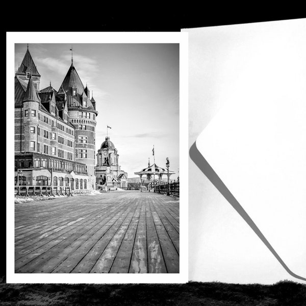 Fairmont Le Chateau Frontenac-Prints/Card - Quebec City, Quebec, Canada, Tourism, Travel, Dufferin Terrace, Black and White