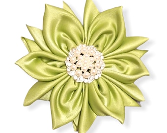 Green Floral Ribbon Flower
