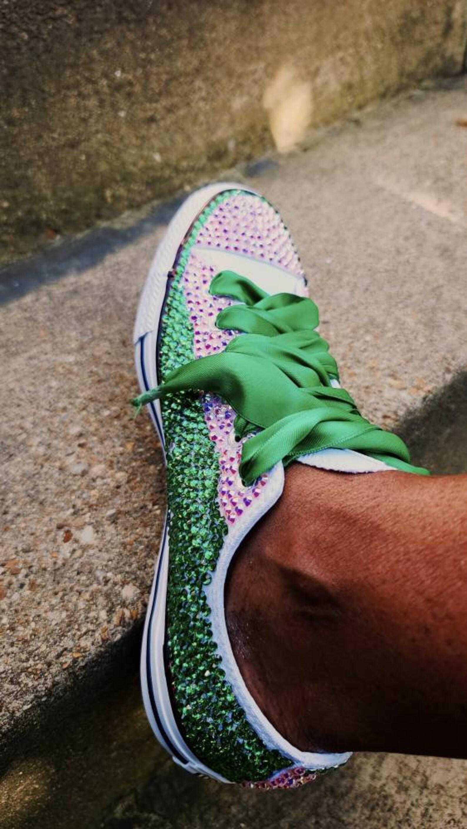 Pink and Green Rhinestone Bling Sneakers | Etsy