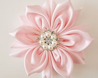 Pink Floral Ribbon Flower
