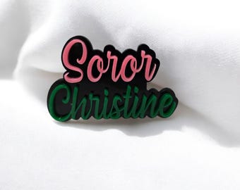 Soror Name pin in black
