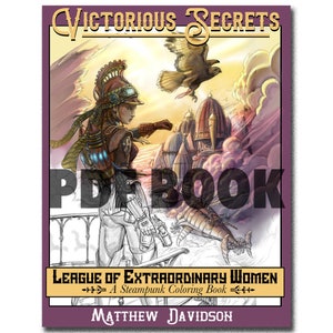 Victorious Secrets: A Steampunk Coloring Book, Matt Davidson, instant download, grayscale, fantasy, Line art, Adult coloring book, Printable