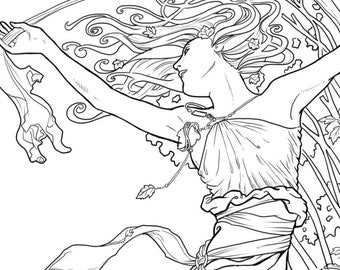 Coloring page for adults, Autumn Girl, Coloring for adults - PDF download  and print