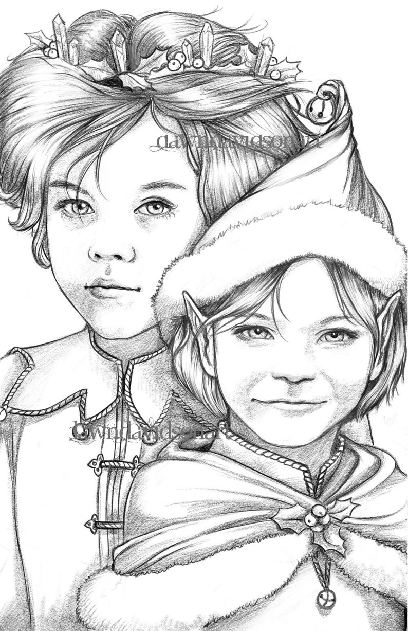 Download Elfling Princes Adult Coloring Page Fantasy Coloring | Etsy