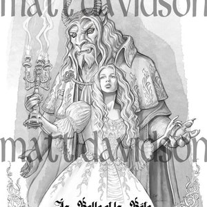 Beauty and the Beast, Adult Coloring, Coloring Page, Fantasy Coloring, Line Art, Matt Davidson, Instant Download, Fairy Tales, Printable