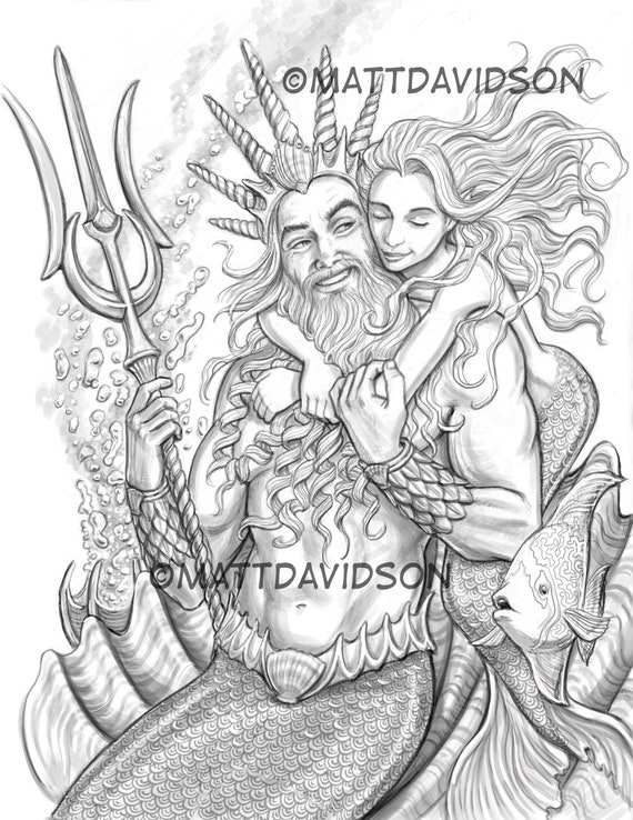 Adult Coloring Page Little Mermaid Coloring Page Fantasy - Etsy