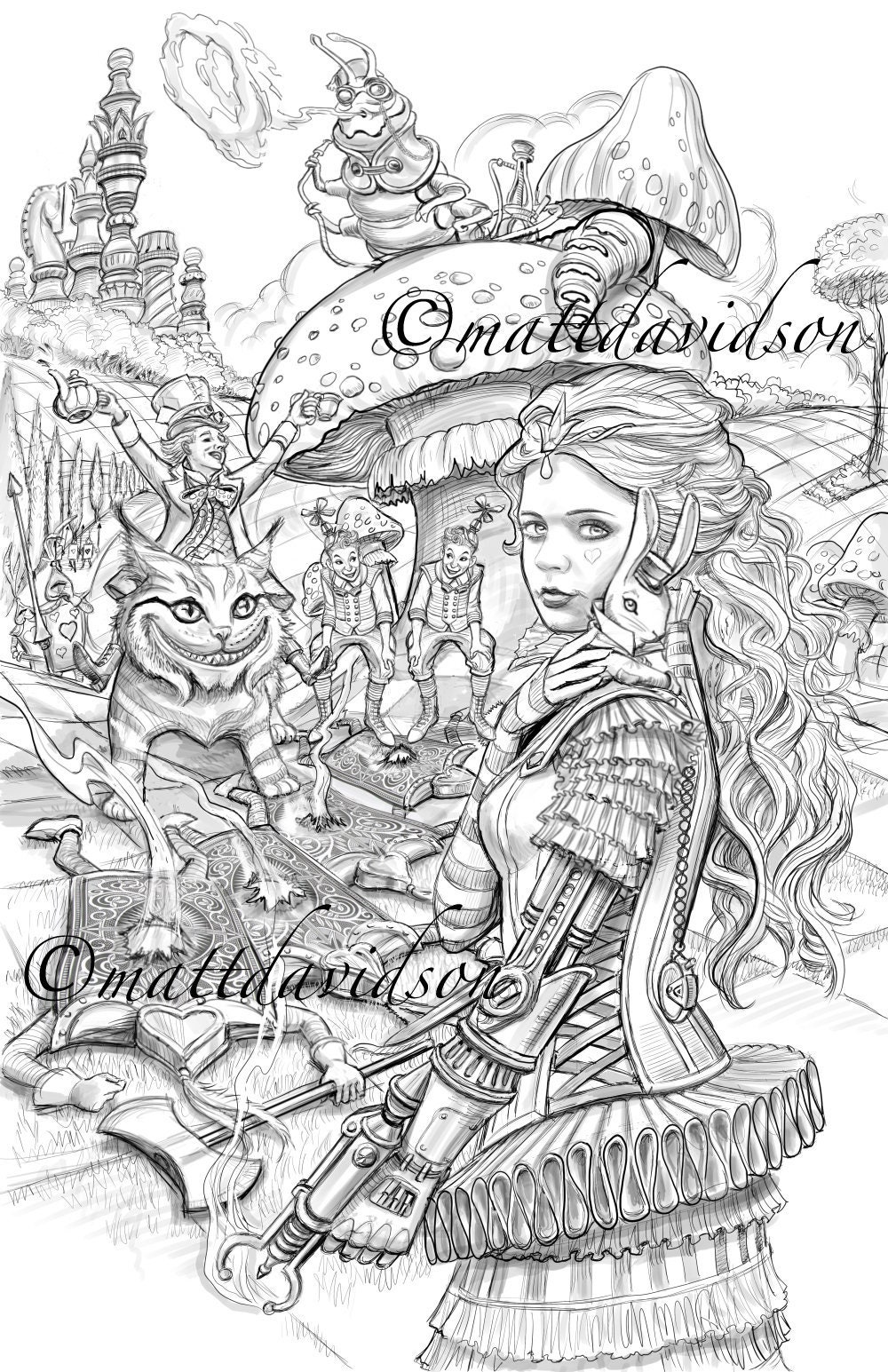 Steampunk coloring page for adults  Steampunk coloring, Coloring book art,  Cute coloring pages