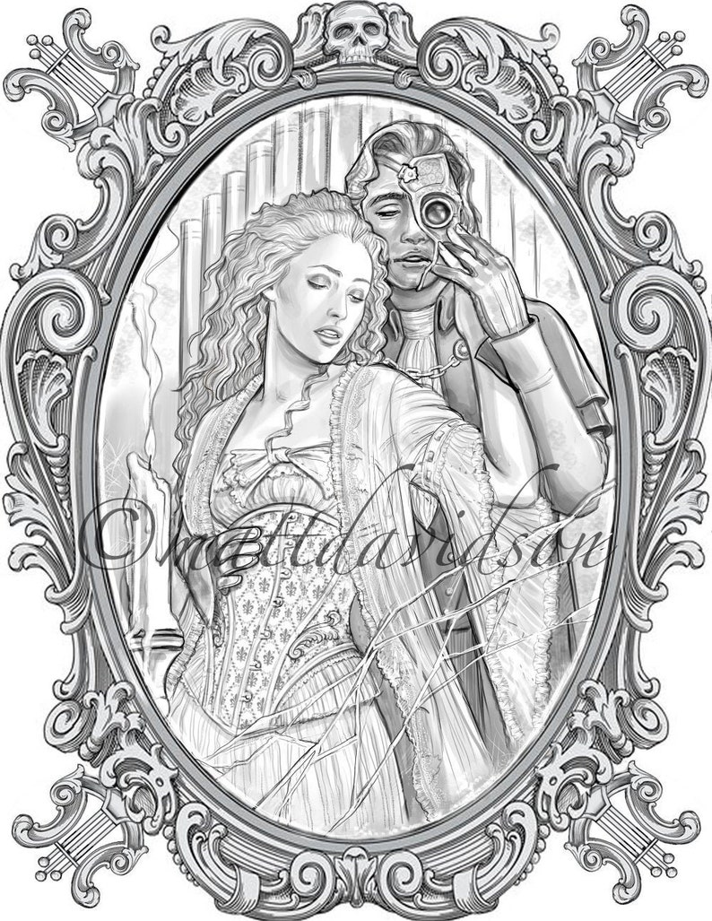 Phantom of the Opera adult colouring page victorian | Etsy