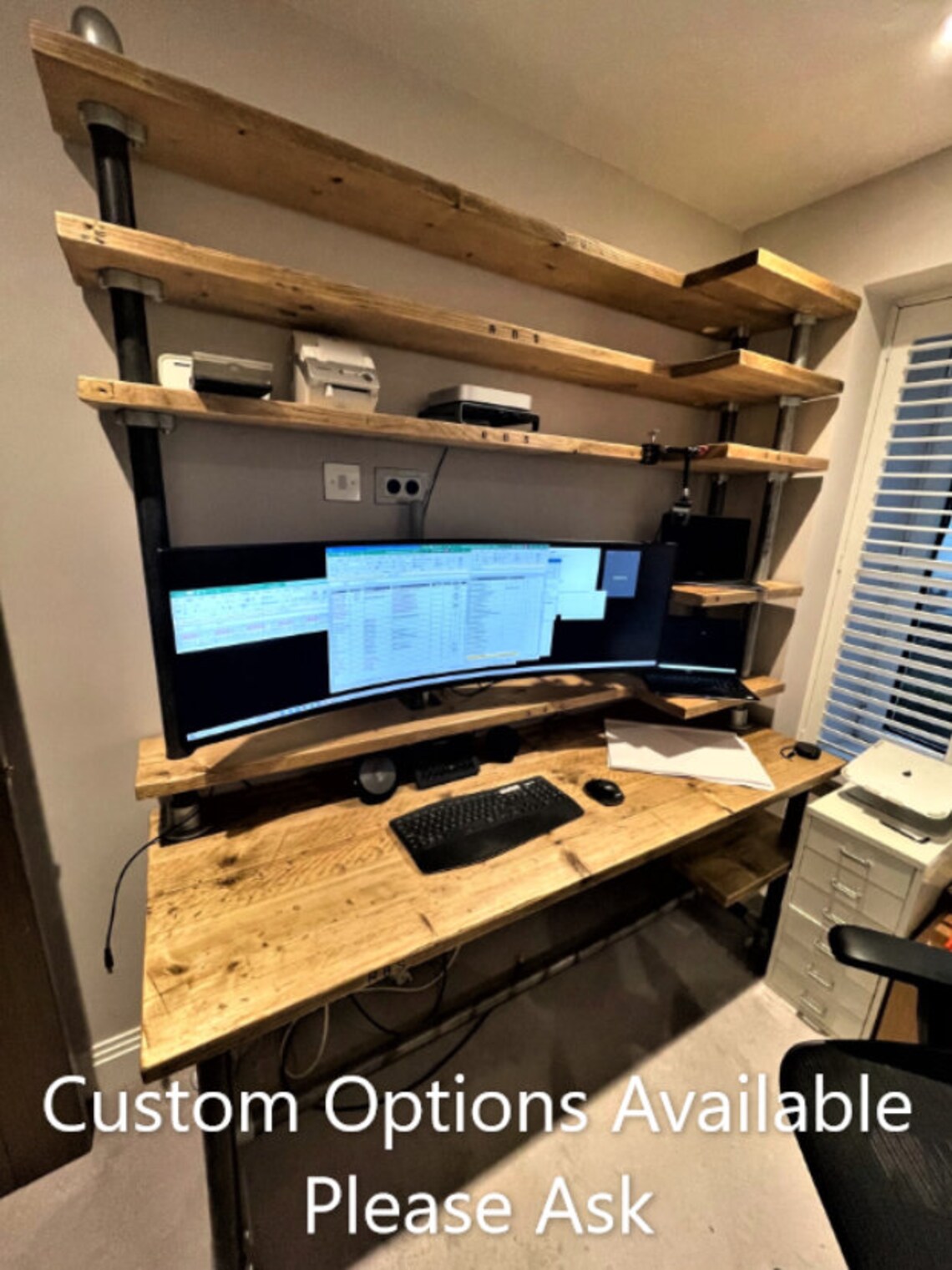 Integrated Office Desk With Hanging Drawer Custom - Etsy