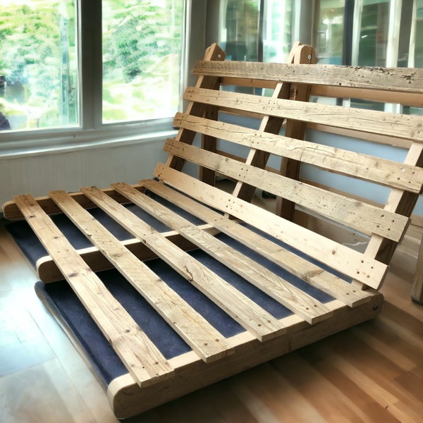 Holz-Futon-Rahmen | Rustikales Schlafsofa | Altholz | DAS NOTTINGHAM