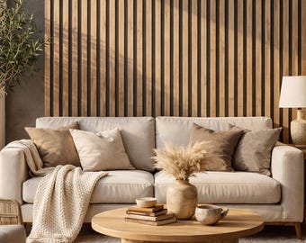Paneles acústicos de madera para pared / Pared de listones de madera / Arte mural / Madera maciza reciclada / THE CHICHESTER