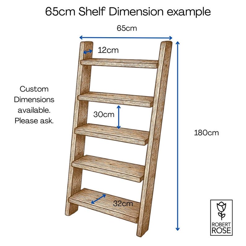 5 Tier Ladder Shelf | Rustic Shelving | Handmade Leaning Shelving Unit | Reclaimed Wood | Rustic Bookshelf | Plant Display | THE PISA image 2